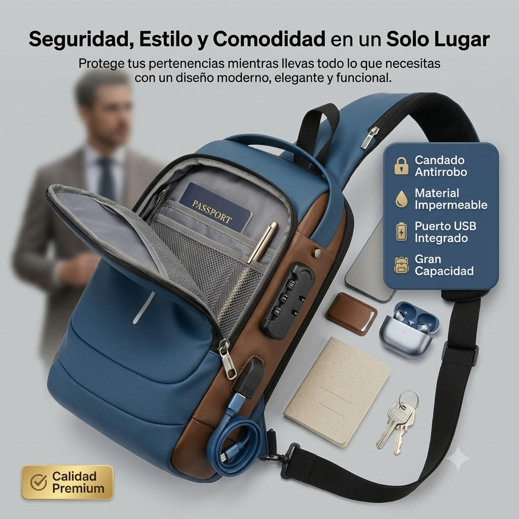 🛡️ Bolso Fashion Antirrobo USB
